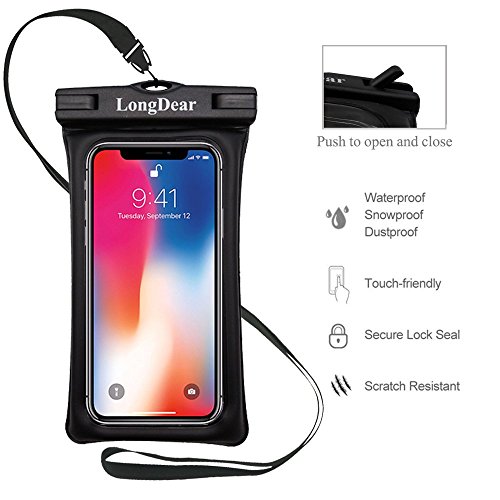 Universal Floating Waterproof Case,Cell Phone Pouch Dry Bag up to 6.3inch (Black 2Pack)