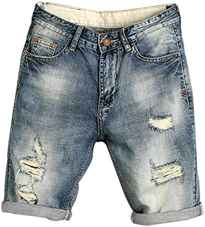 Myncoo Men's Ripped Denim Shorts Light Washed Distressed Jeans 27 NO.1