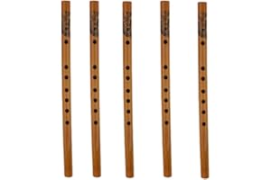 Pack of 5 Bamboo Flutes 33cm Traditional Woodwind Instruments
