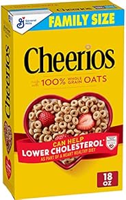 Cheerios Heart Healthy Cereal, Gluten Free Cereal with Whole Grain Oats, Family Size, 18 OZ
