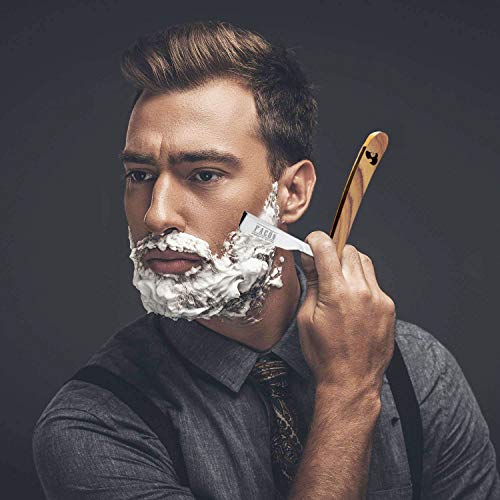 Free Blades + Facón Professional Wooden Straight Edge Barber Razor - Salon Quality Cut Throat Shavette - Thumbnail 3