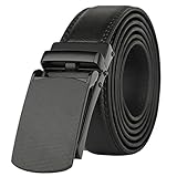 Men's Genuine Leather Ratchet Dress Belt with Automatic Buckle (Buckle #0134)