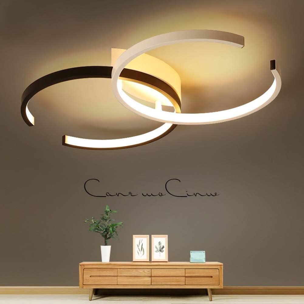 Nordic Bedroom Simple LED Ceiling Light Creative Black and White Rings