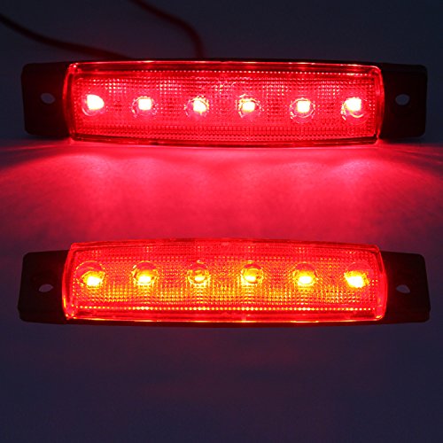 FXC 6 LED Clearence Light Front Rear Side Marker Indicators Light for Truck Car Bus Trailer Van Caravan Boat, Taillight Brake Stop Lamp 12V (4 Amber+4 Red)