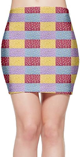 Colorful Box Popcorn Women's Fitted Mini Skirt Stretch Bodycon Pencil Skirt S