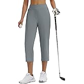 baleaf 20'' Women Capris with Pockets Stretch Golf Work Dress Cropped Pants Straight Leg High Waisted Pull On Summer