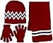 Boy's 3 Piece Knit Hat, Scarf & Gloves Set (Red-Navy)