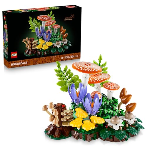 LEGO Botanicals Waldpilze - Künstliches Pflanzen Set für Erwachsene - inkl. Fliegenpilz & Kunstblumen für Wohnzimmer- oder Schlafzimmer Deko - DIY Ges