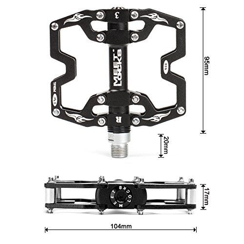 MEETLOCKS Bike Pedal, CNC Aluminum Body Cr-Mo Machined 9/16" Screw Thread Spindle Three Pcs Ultra Sealed Bearing,Bicycle Pedals - Thumbnail 4