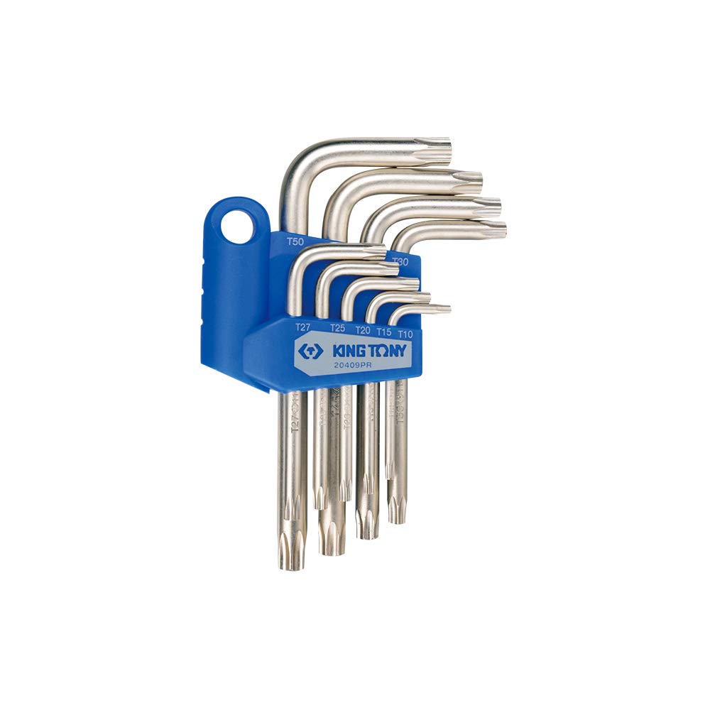 KING TONY 20409PR Set Wrenchs Resistorx T10-t50 for DIYers & Professionals, Built for Repair and Installation tasks, 9 Pieces