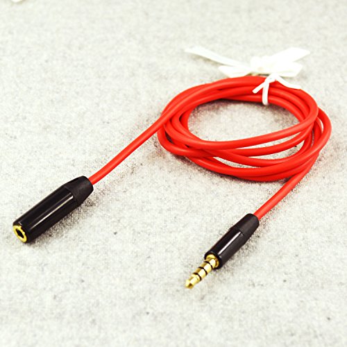 HTTX 3.5mm Audio Extension Cable Male to Female Auxiliary 4-Conductor TRRS Stereo [Gold Plated Connectors] for Apple, Samsung, Sony & More, 3ft -Red (2-Pack) - Thumbnail 2