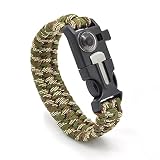 Freehawk Tactical Outdoor Survival Paracord Bracelet/Emergency Kit With Thermometer Fire Starter Scraper Whistle Kit-Parachute Cord-Escape Survival Gear Pack for Fishing,Hiking,Hunting (Camo 1PCS)