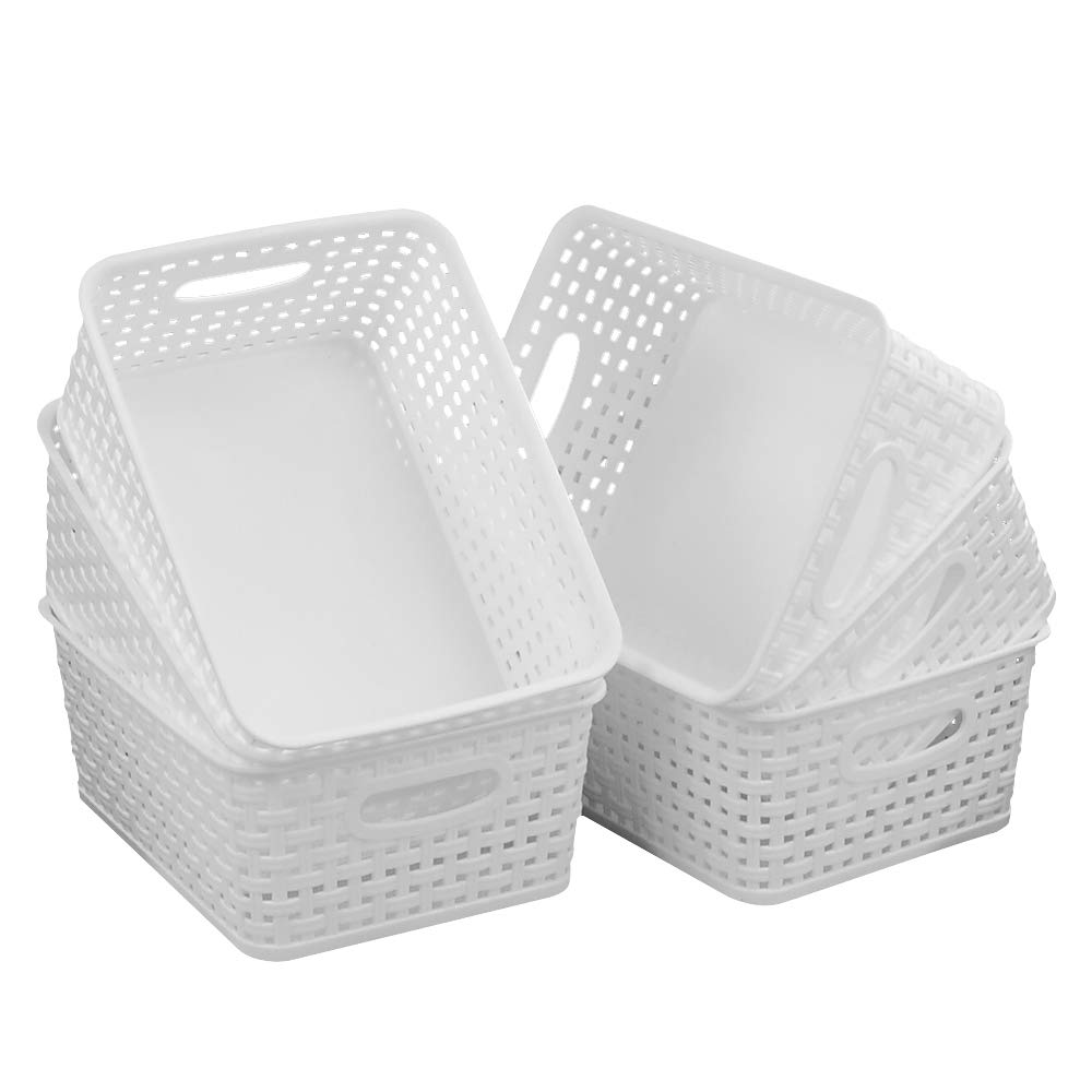 Innouse Plastic Storage Basket for Cupboards, White Small Basket, Set of 6
