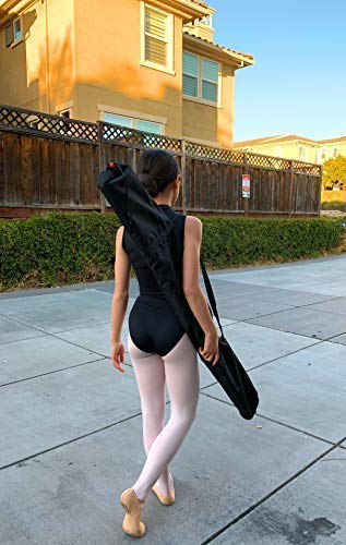 Traditional Wood Double Ballet Barre Stretch Dance Bar 4 FT - Lightweight, Portable, Adjustable with Travel Bag and 10 Loop Stretch Strap Bundle - by Superb