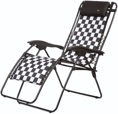 Faulkner 48969 Malibu Style Checkered Flag Padded Recliner with Plastic Armrests, Standard