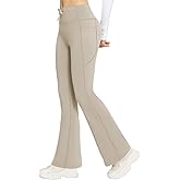 BALEAF Women's Fleece Lined Pants Winter Thermal Warm Hiking Yoga Pants with Zipper Pockets Bootcut High Waist Flare Leggings
