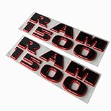 Yoaoo 2x OEM Black Ram 1500 Emblem Badge 3D Emblem Decals Nameplates Flat Letter Matte Red Frame