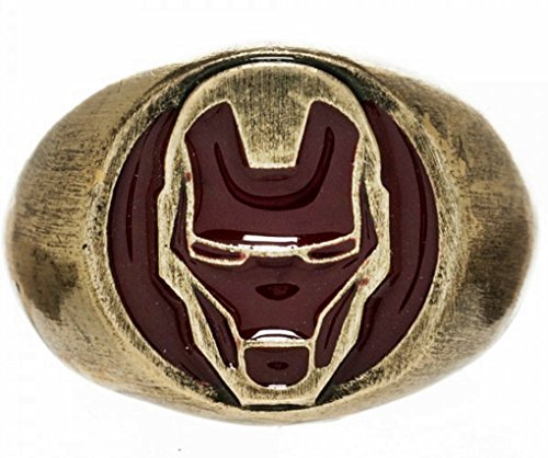 Marvel Comics IRON MAN Brushed Brass/Enamel RING - Size 6 1/2