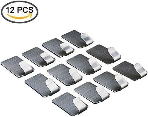 Bathroom 3M Wall Hook for Towel, Coat, Hat, Robe, Eshop99 Stainless Steel Garage Storage Organizer Hook Heavy Duty Wall-Mounted Hooks-Useful Kitchen Utensil (12pcs)