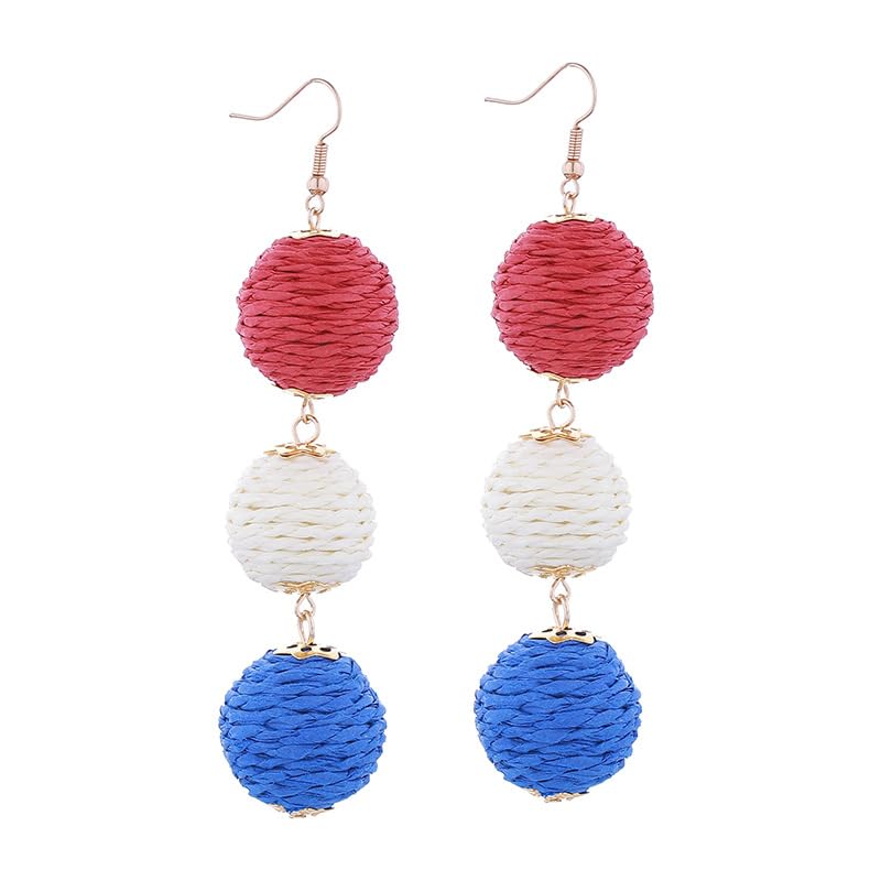 Red White Blue Rattan Ball Dangle Earrings American Patriotic Flag 4th of July Earring for Women Independent Memorial Day Handmade Holiday Party Accessories Gifts-B at Amazon