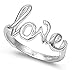 CloseoutWarehouse Sterling Silver Love in Script Ring Silver (Color Options, Sizes 2-15)