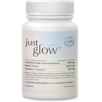 Just Glow Hyaluronic Acid 200mg with Vitamin C and Biotin - 120 Veggie Capsules for Collagen Formation, Immune System Support