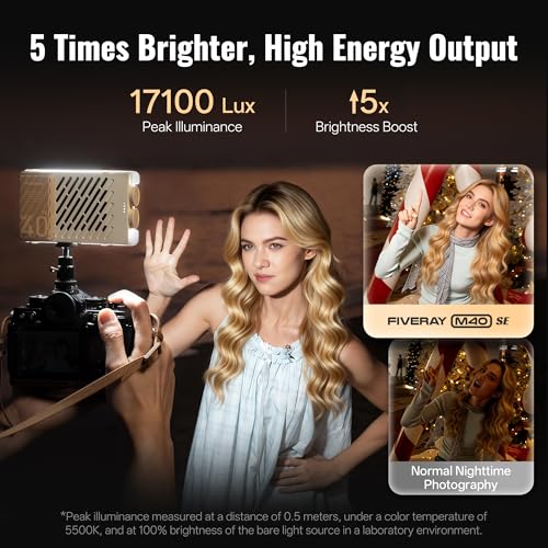 ZHIYUN FIVERAY M40 SE Combo [Official] LED Video Light, 17100 Lux, 2700–8500K, CRI≈95, TLCI ≥ 97, 84 LEDs, 250g, Portable Video Light for YouTube TikTok