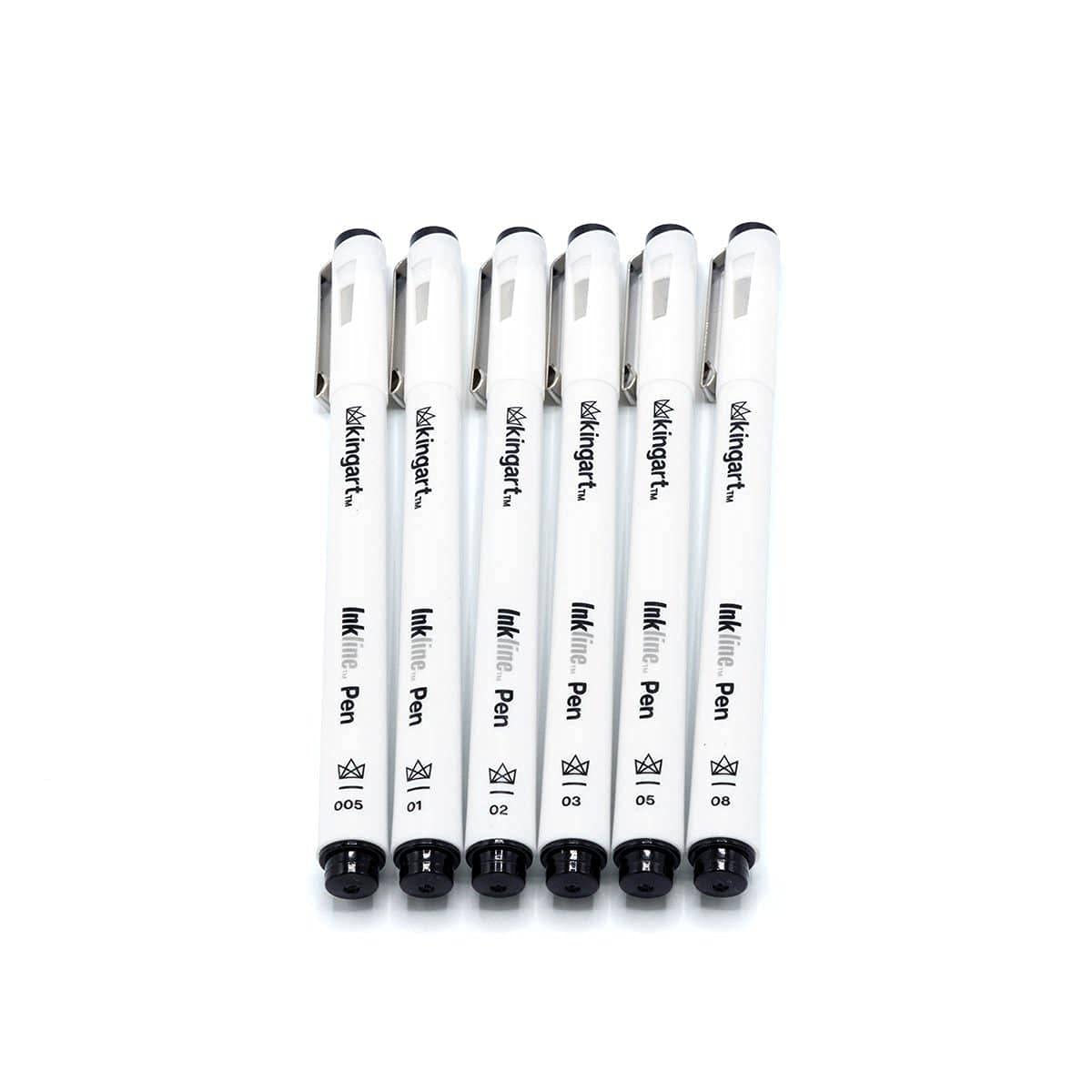 KINGART 430-6 PRO Inkline Black Micro Line & Precision Graphic Pens, 6 Assorted Nibs, BLACK Archival Waterproof Japanese Ink for Art, Illustration, Calligraphy, Sketching, Anime, Technical Drawing, Manga