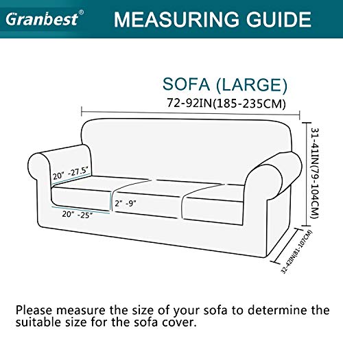 Granbest 4 Piece High Stretch Couch Covers for 3 Cushion Couch Thick