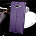 Galaxy J3 2017,J3 Emerge,J3 Prime,J3 Mission,J3 Eclipse Case, [Flower Embossed] PU Leather Wallet Flip Folio Protective Case Cover with Card Holder and Stand for Samsung Galaxy J3 2017 J320 (Purple)