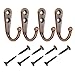 eBoot 20 Pieces Wall Mounted Hook Robe Hooks Single Coat Hanger and 50 Pieces Screws (Reddish Brown)