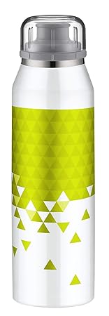 alfi 5677.122.050 Isolier-Trinkflasche isoBottle, Edelstahl Style White-Lime 0,5 l – Hält 12 Stunden heiß oder 24 Stunden kal