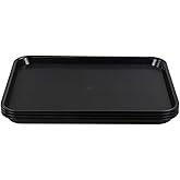 Nesmilers Plastic Fast Food Trays, Cafeteria Trays, 4 Pack Serving Trays (Black)