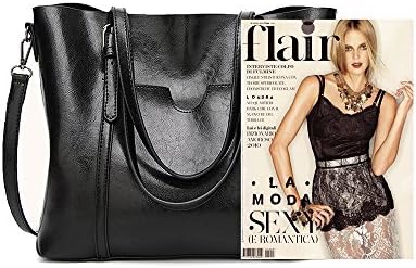 Women's Tote Handbag PU Top Handle Satchel Purse Messenger Shoulder Bag,Black