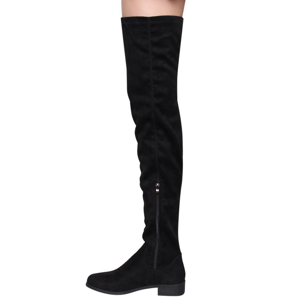white thigh high flat boots