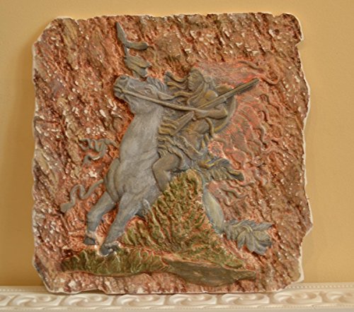 Panno Native American Indian On Horse Concrete Plaque Molds Decor Wall D19