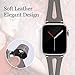 Kaome Leather Band Compatible for Apple Watch Band 40mm 38mm, Slim Elegant Strap, Women Replacement Bands for iWatch Series 5, Series 4, Series 3, Fashionable Feminine Breathable Slit Design-Grey