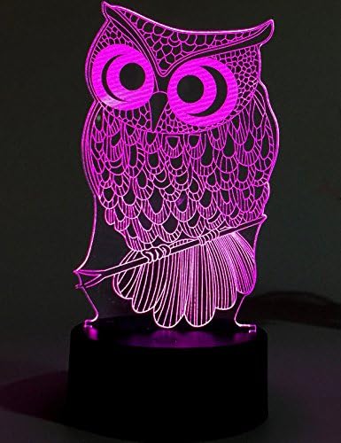 Lightingsky 3D Table Lamp Touch Control 7 Colors Night Light USB Desk Lighitng (Owl-1)