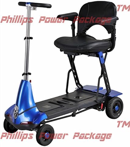 Solax Mobility - Mobie Classic - Folding Travel Scooter - 4-Wheel - Blue - Phillips Power Package TM - to $500 Value