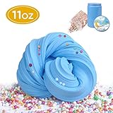 Funplus Fluffy Slime - 11 oz Jumbo Fluffy Floam Slime Stress Relief Sludge Toy Kids Adults Stretchy Soft - Blue