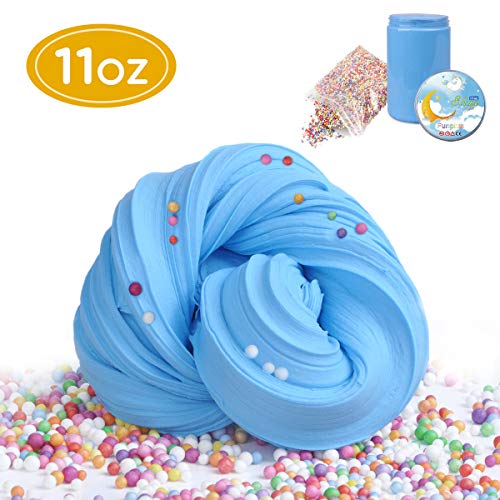 Funplus Fluffy Slime - 11 OZ Jumbo Fluffy Floam Slime Stress Relief Sludge Toy for Kids and Adults Stretchy and Soft - Blue