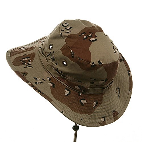 MG Men's Washed Cotton Twill Chin Cord Hunting Hat (Desert Camo Brown, Medium)
