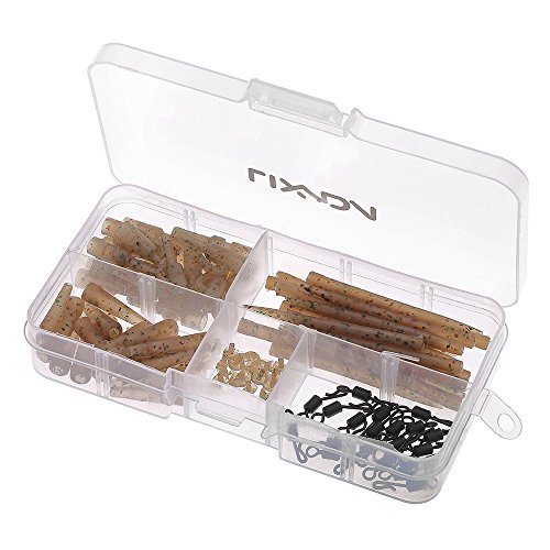Lixada 100pcs Terminal Karpfen Fischen Tackle Sicherheits-Blei-Clips mit Pins Tail Gummi-Rohre Anti Tangle Ärmel Quick Change – Bild 3