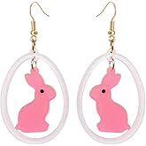 Easter Earrings for Women Easter Egg Rabbit Dangle Earrings Colorful Easter Bunny Earrings Spring Earrings Easter Party Holiday Jewelry