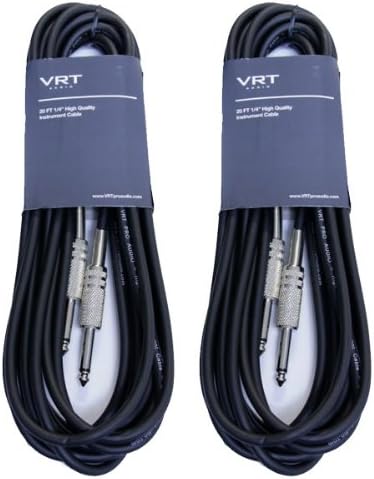 VRT Pro Audio 20ft 1/4" Instrument Cable Pair
