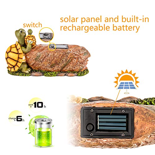 Excmark Garden Statue Figurine with Solar Powered LED Lights for Outdoor Garden Yard Decoration. Lawn Ornaments and Gardening Housewarming Gifts with Solar Animals. (Turtles) - Thumbnail 4