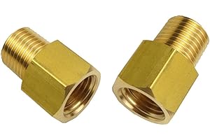 HONGBOW HARDWARE HongBoW 1/4 BSPT Male x 1/4 NPT Female Brass Pipe Fitting Adapter BSP NPT Adapter British to US Gauge Sensor Sender Adapter Reducer