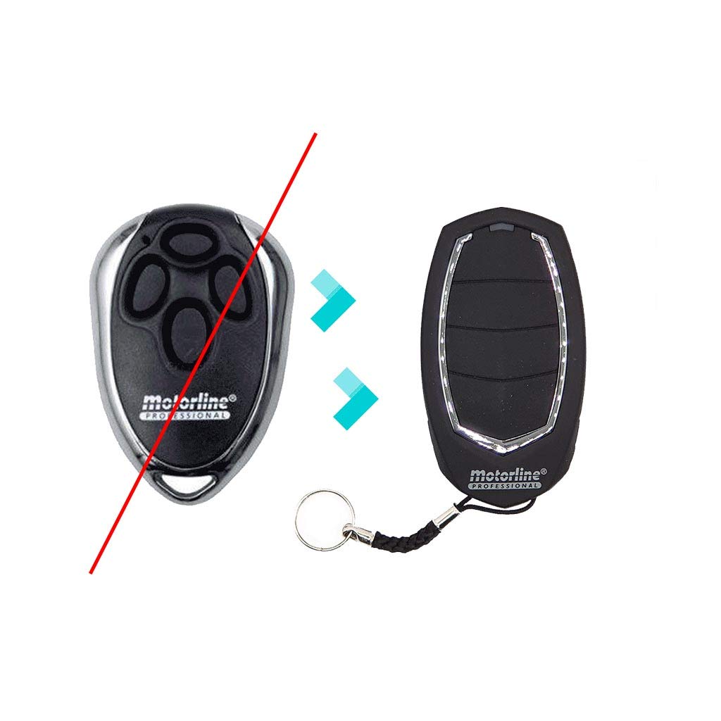 Motorline Falk Garage Remote Control 4 Buttons or Channels Frequency 433MHz Range 100 Metres in Open Field Black and Silver