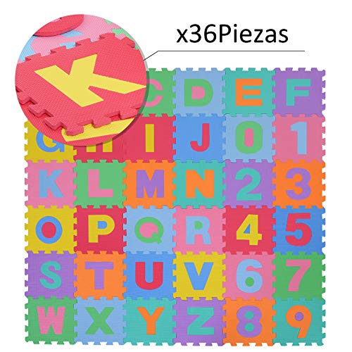 HOMCOM-Alfombra-puzle-192×192-cm-Nios-3-aos-36-Piezas-Numeros-0-al-9-y-26-Letras-Alfabeto-Goma-Espuma