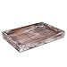 Flexzion Wooden Ottoman Serving Tray - Rustic Rectangular Wood Breakfast Coffee Table Tray with Vintage Distressed Finish, Decorative Office Desktop File Document Letter Mail & Magazine Display Holder